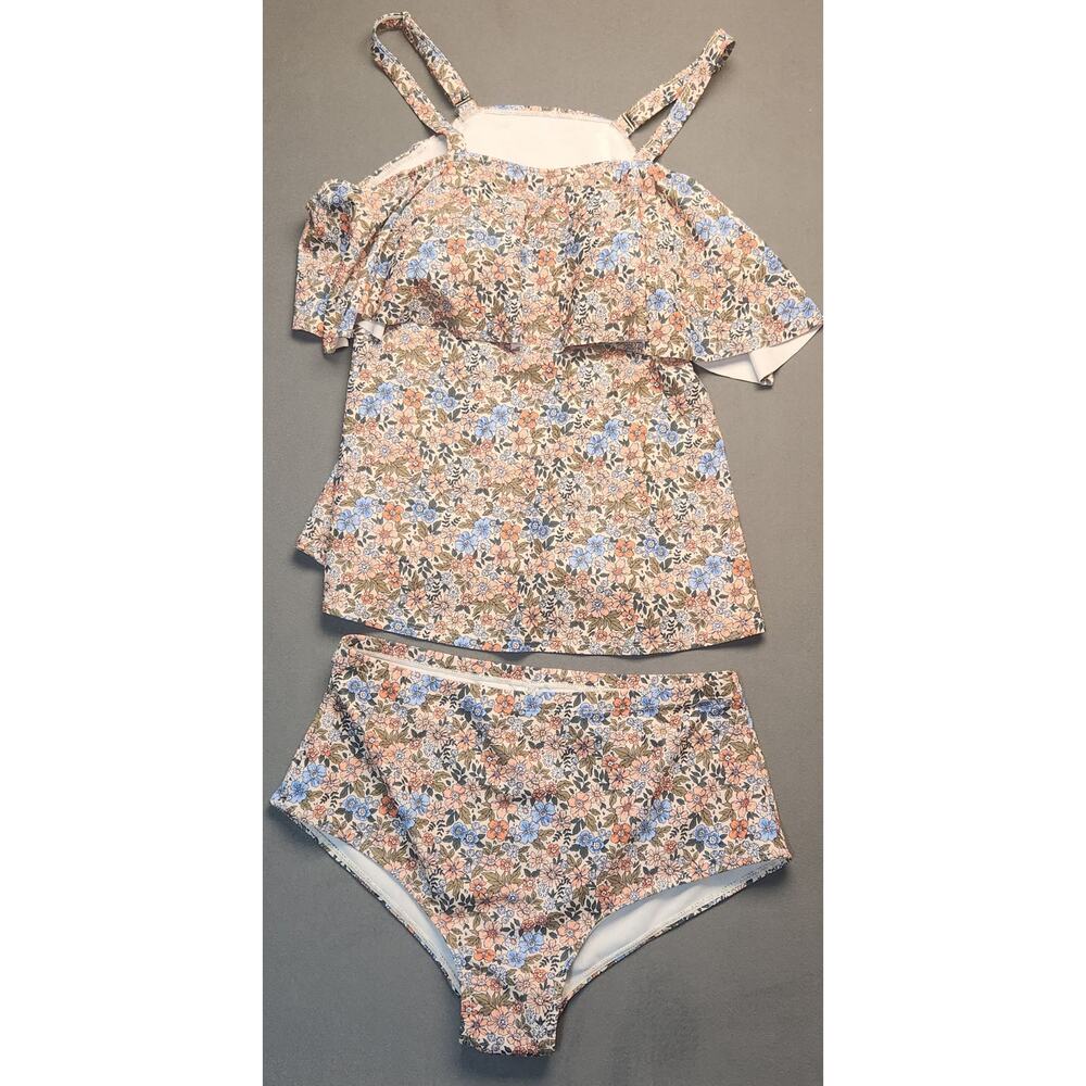 NEW Kim Curvy 16W Floral‎ High Waist Bikini Tankini Swimsuit